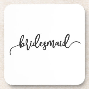Elegant Bridesmaid Wedding Calligraphy UNTERSETZ Getränkeuntersetzer