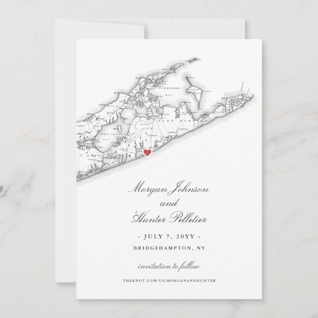 Elegant Bridgehampton Tennis & Surf Club Hochzeit Save The Date (Vorderseite)