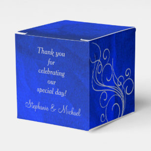 Elegant Bright Blue Silver Swirl Geschenkschachtel