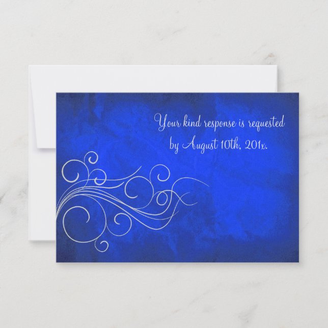 Elegant Bright Blue Silver Wedding RSVP Karte (Vorderseite)