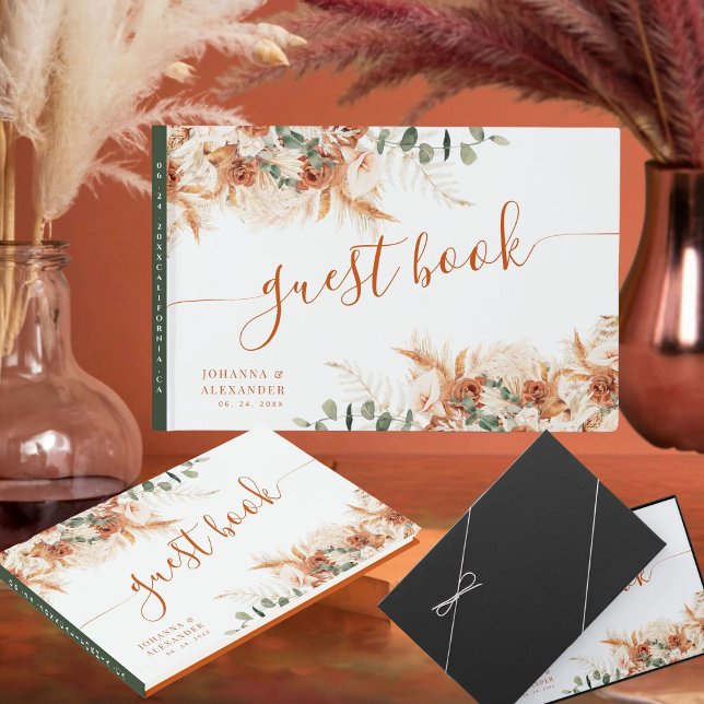 Elegant Bright Boho Terracotta Script Wedding Gästebuch (Von Creator hochgeladen)