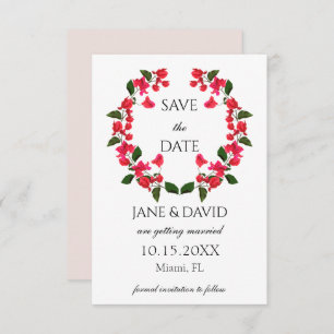 Elegant Bright Bougainvillea Save the Date Card