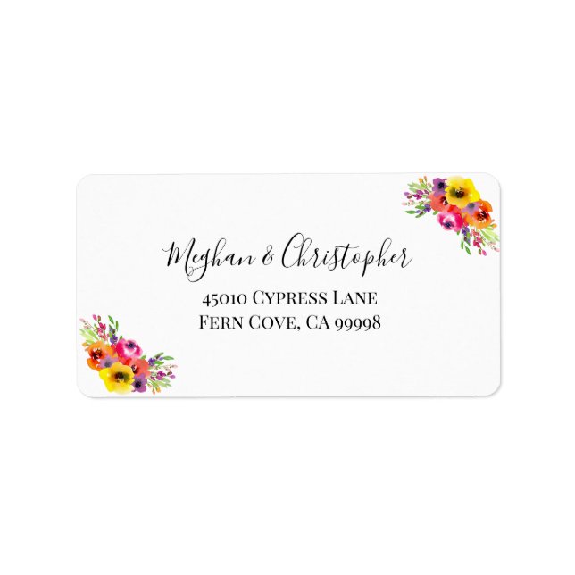 Elegant Bright Floral Wedding RSVP Rücksendeadress Adressaufkleber (Vorne)
