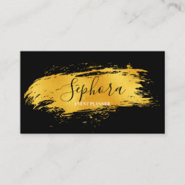 Elegant Bright Gold Metallic Foil Paint Stroke Visitenkarte