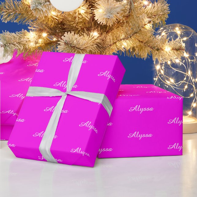 Elegant Bright Magenta benutzerdefinierter Skriptn Geschenkpapier (Feiertage)