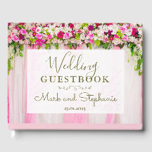 Elegant Bright Pink Floral Wedding Gästebuch