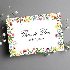 Elegant Bright Wildblume Wedding Dankeschön Card Einladung