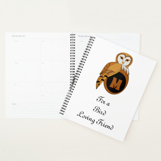 Elegant British Barn Owl Monogram Planer (Anzeige)