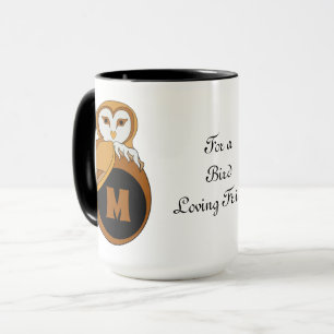 Elegant British Barn Owl Monogram Tasse