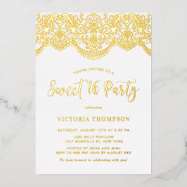 Elegant Brocade Lace Sweet 16 Party Folieneinladung