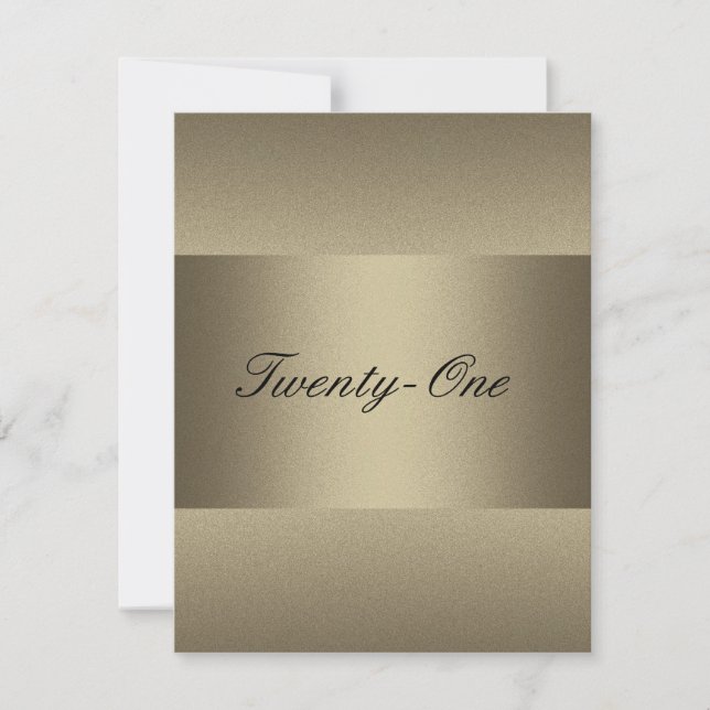 Elegant Bronze Pewter Metal Black 21. Geburtstag Einladung (Vorderseite)