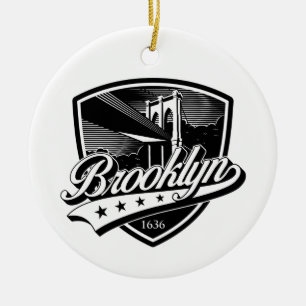 Elegant Brooklyn Shield und Swoosh Design Keramik Ornament
