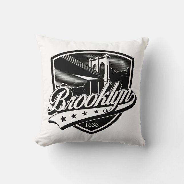 Elegant Brooklyn Shield und Swoosh Design Kissen (Vorderseite)