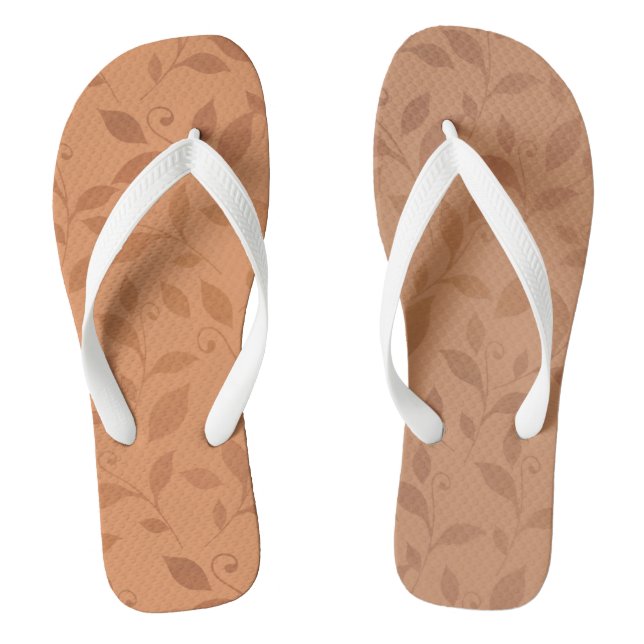 Elegant Brown Abstract Autumn Leaves Pattern Flip Flops (Fußbett)