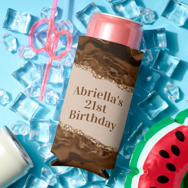 Elegant Brown Agate Melanin Thema Cooler Selters Dosenkühler (In Situ Sommer)