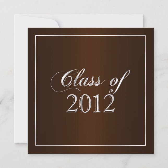 Elegant Brown and Silver Class of 2012 Einladung (Vorderseite)