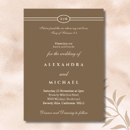 Elegant Brown Bible Verse Christian Wedding Einladung