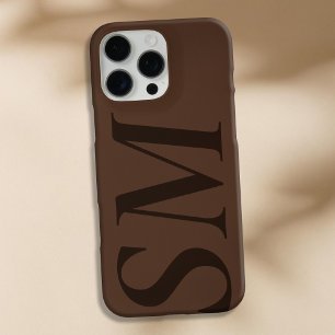 Elegant Brown Bold Initial Monogram iPhone 16 Pro Max Hülle