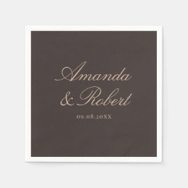 Elegant Brown Calligraphy Wedding Serviette