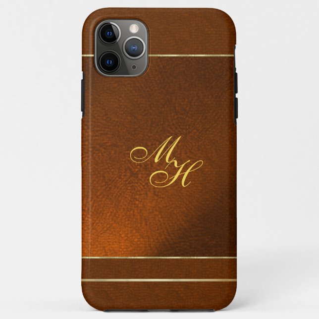 Elegant Brown Case mit Ihren Initialen (Rückseite)