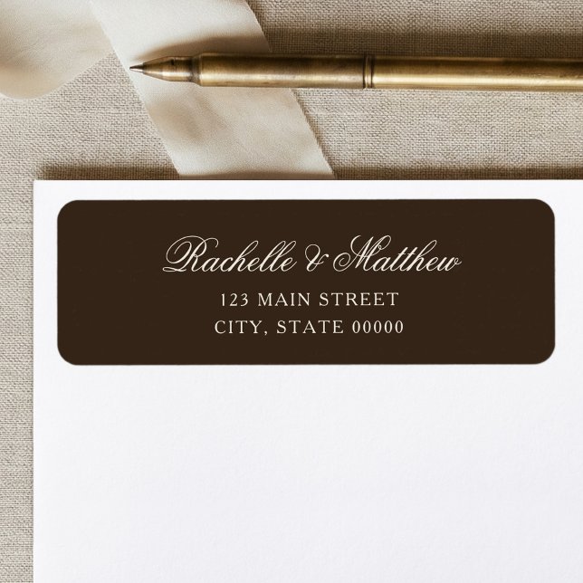 Elegant Brown Classic Wedding Return Address Label (Von Creator hochgeladen)