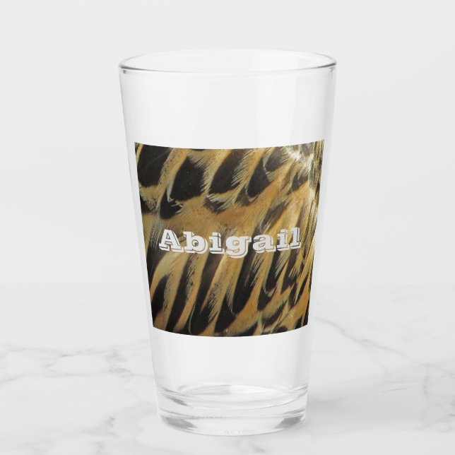 Elegant Brown Duck Feather Pattern Foto Nature Glas (Vorderseite)