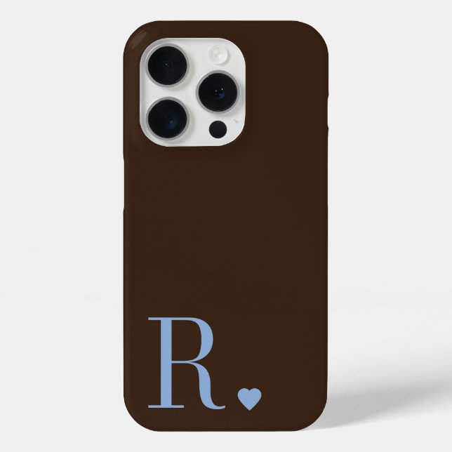 Elegant brown &dusty blue monogram initial Case-Mate iPhone hülle (Rückseite)