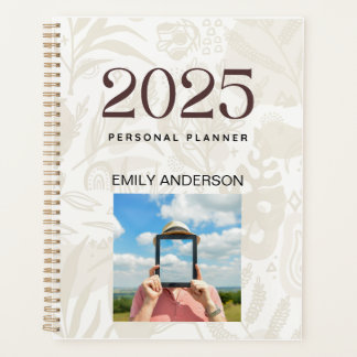 Elegant Brown Floral 2025 Vintag Planer