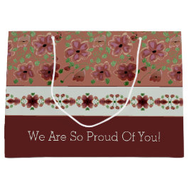 Elegant Brown Floral Große Geschenktüte