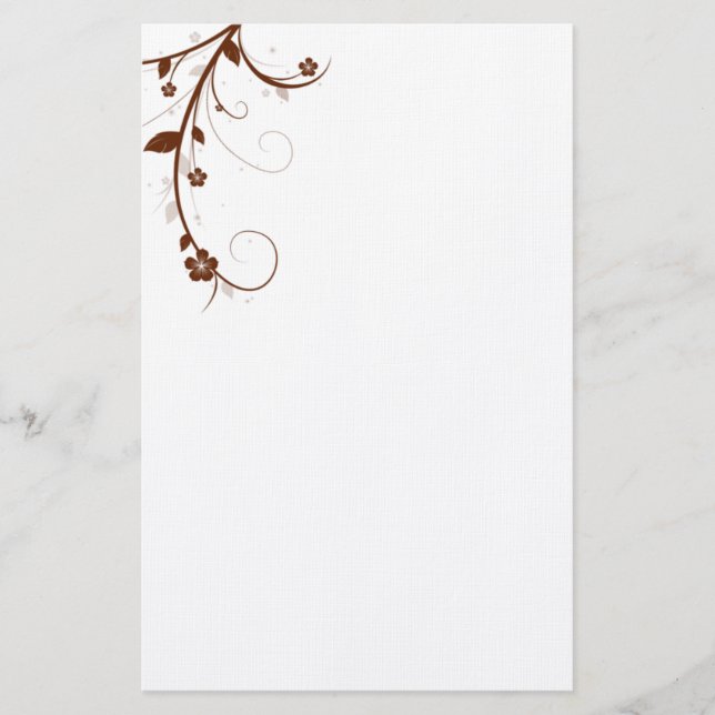 ELEGANT BROWN FLORAL Stationierung Briefpapier (Vorderseite)