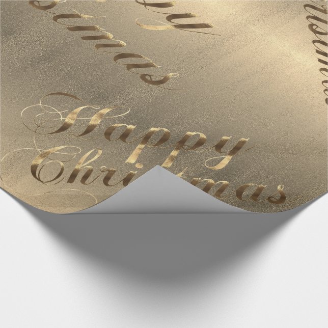 Elegant Brown Gold Script Fappy Weihnachten Geschenkpapier (Ecke)