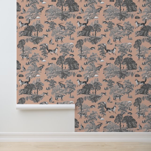 Elegant Brown Grey Fox Forest Animals Tapete (Anwendung)