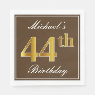 Elegant Brown, Imitate Gold 44. Geburtstag + Name Serviette