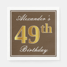 Elegant Brown, Imitate Gold 49. Geburtstag + Name