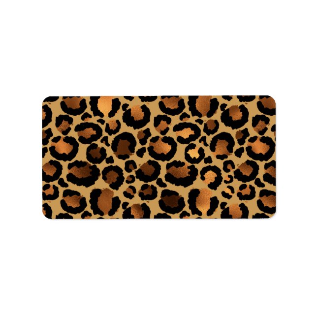 Elegant Brown Leopard Spots Wild Animal Glam Adressaufkleber (Vorne)