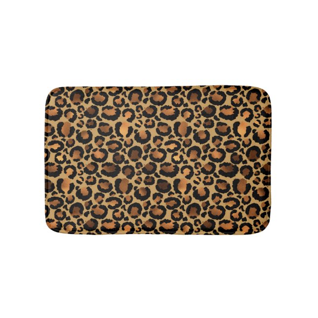 Elegant Brown Leopard Spots Wild Animal Glam Badematte (Vorderseite)