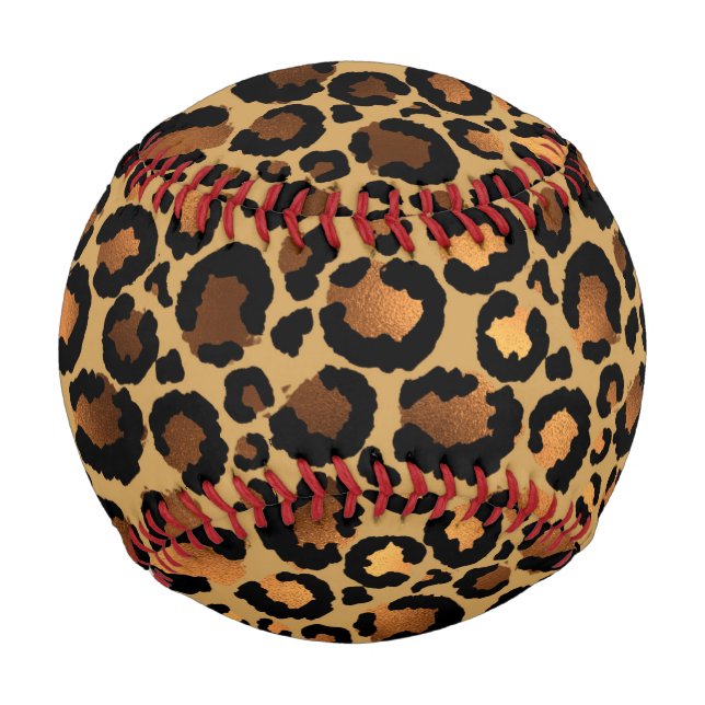 Elegant Brown Leopard Spots Wild Animal Glam Baseball (Vorderseite)