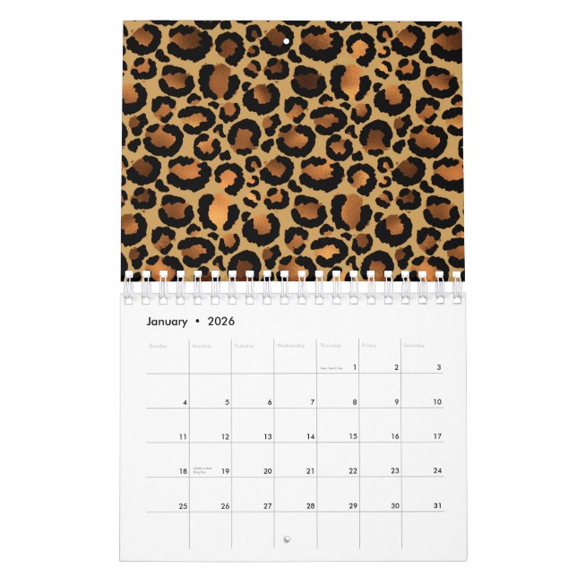 Elegant Brown Leopard Spots Wild Animal Glam Kalender (Jan 2026)