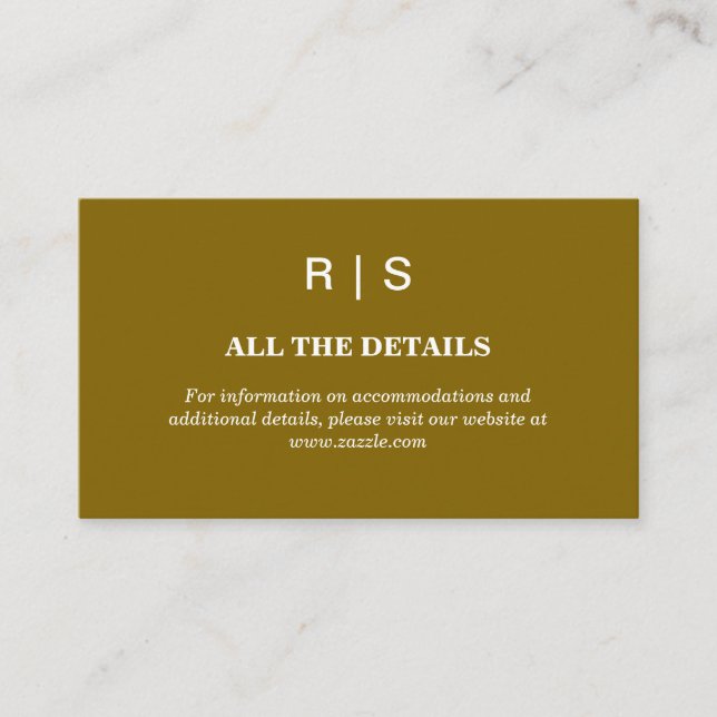 Elegant Brown Monogram Wedding Enclosure Card Begleitkarte (Vorderseite)