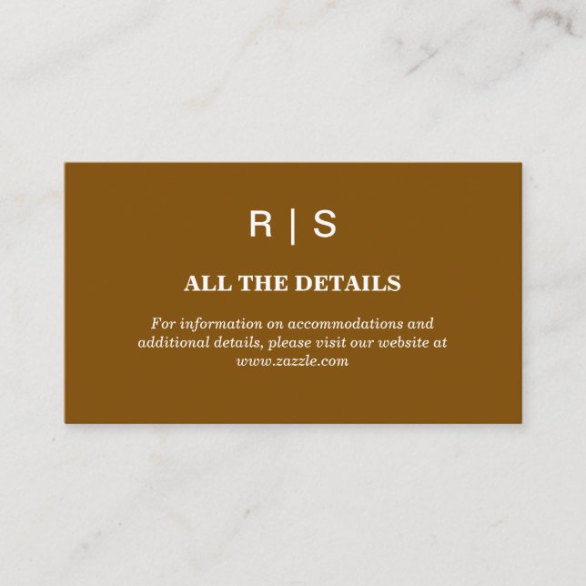 Elegant Brown Monogram Wedding Enclosure Card Begleitkarte (Vorderseite)