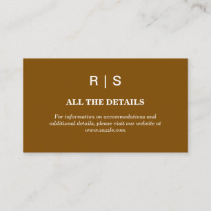 Elegant Brown Monogram Wedding Enclosure Card Begleitkarte