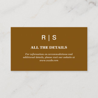 Elegant Brown Monogram Wedding Enclosure Card Begleitkarte