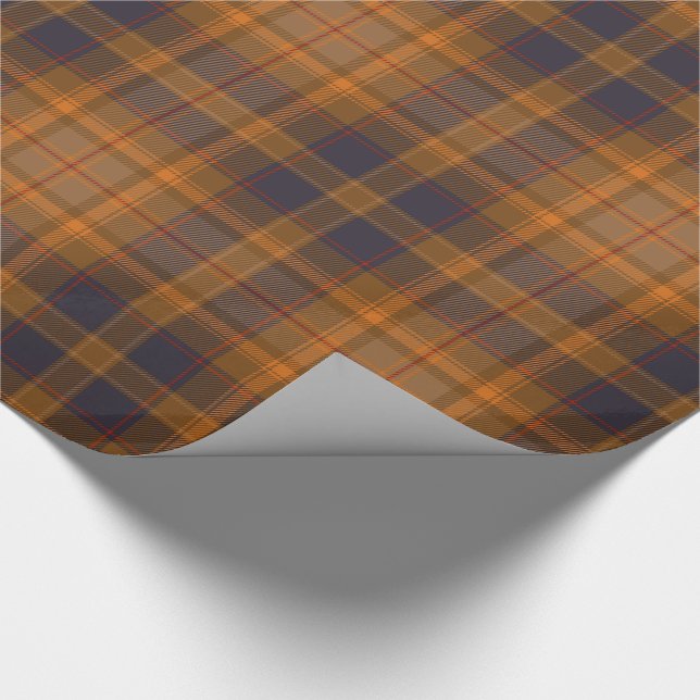 Elegant Brown | Orange | Blue Kariert Checked Geschenkpapier (Ecke)