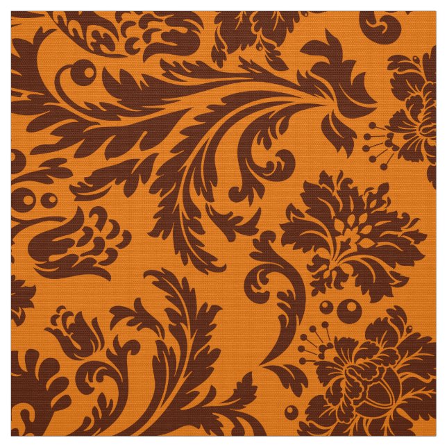 Elegant Brown & Orange Floral Damasks Stoff (Muster)