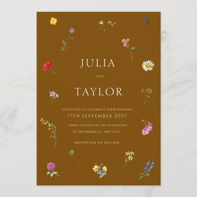 Elegant Brown Wedding Invitation Einladung (Vorderseite)