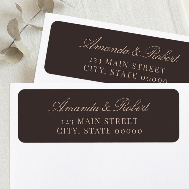 Elegant Brown Wedding Return Address (Von Creator hochgeladen)