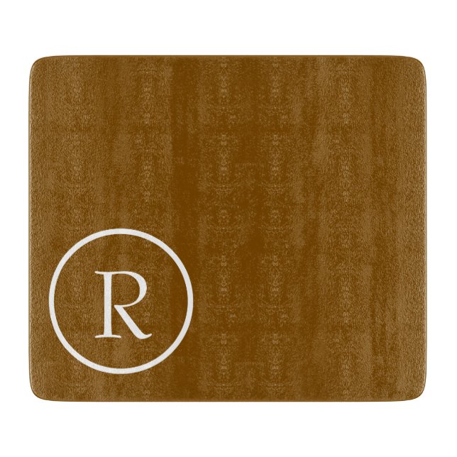 Elegant Brown  &White Monogram Cutting Board Schneidebrett (Vorderseite)