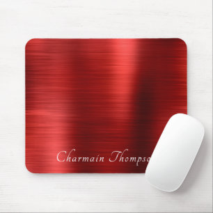 Elegant Brush Metallic Ruby Red Mousepad