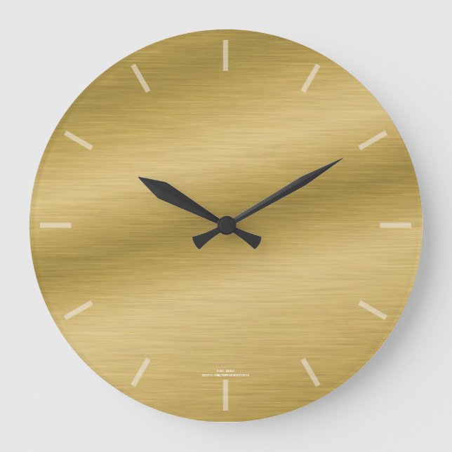 Elegant Brushed Gold Look Clock Große Wanduhr (Vorderseite)
