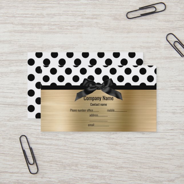 ELEGANT BRUSHED GOLD POLKA DOT BUSINESS CARD VISITENKARTE (Vorderseite/Rückseite Beispiel)